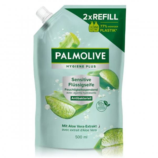 Palmolive Aloe – der große Nachfüll‑Beutel für dauerhaft saubere Flossen.