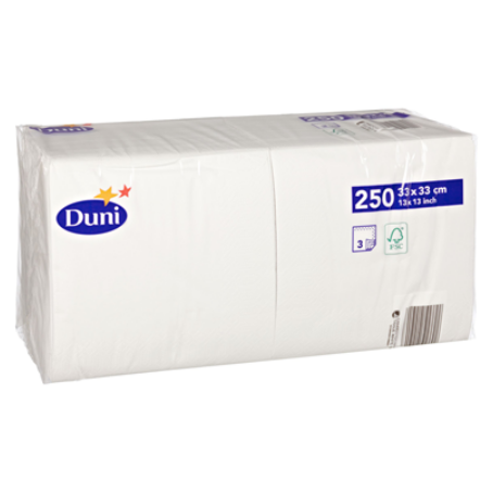 Duni Servietten 33 x 33 cm 1/4 Falz 3 lagig Weiß (250 Stück)