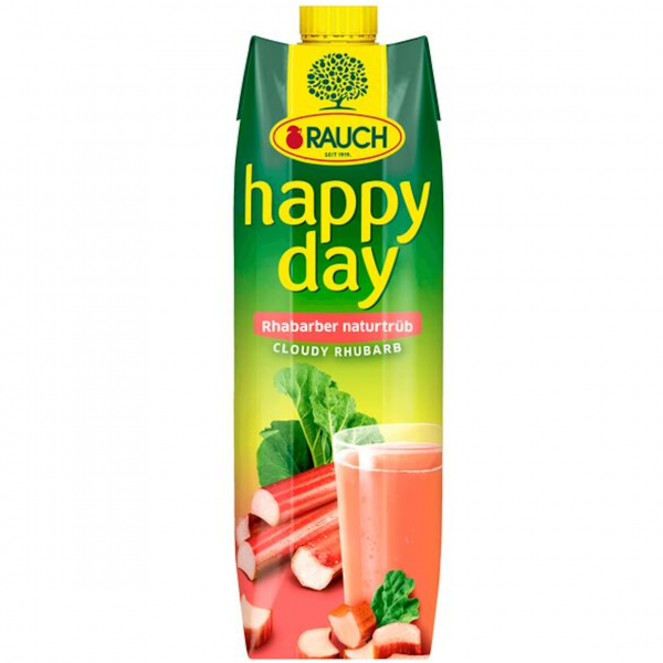 Rauch Happy Day Rhabarber – fruchtig‑herber Rhabarbergenuss aus 7 Stangen pro Liter. Perfekt pur oder als Schorle.