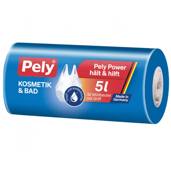 Pely Kosmetikeimer‑Müllbeutel 5 l – reißfest, dicht und ideal für Bad & WC. Made in Germany.