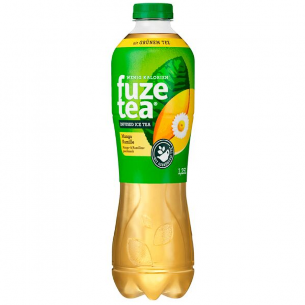 Fuze Tea Mango Kamille – eisgekühlt, mit Mango & Blütenoptik exotisch inszeniert