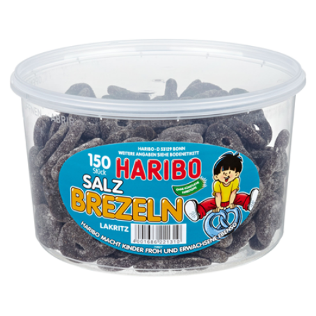 Haribo Salz Brezeln 150 Stück, (1,05 kg Dose)