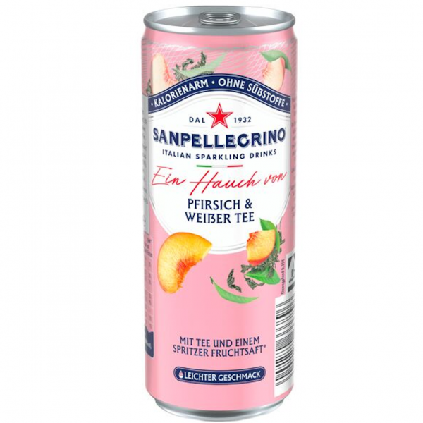 San Pellegrino Creazioni Pfirsich & weißer Tee (24/0,33 Ltr. Dose EINWEG)