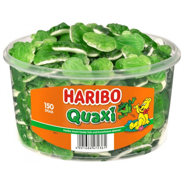 Weiche Haribo Frösche aus Schaumzucker und Fruchtgummi – fruchtig, süß und klassisch.