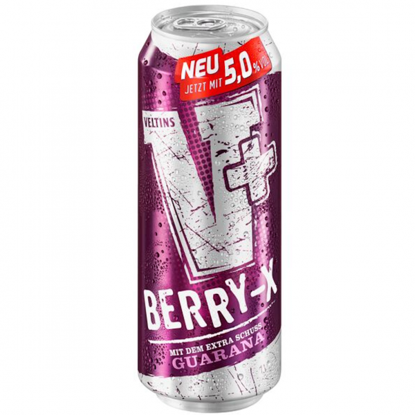 Veltins V+ Berry – beerig‑fruchtiges Biermischgetränk mit Cassis, Himbeere & Guarana. Lieferung in Hamburg & Umgebung.